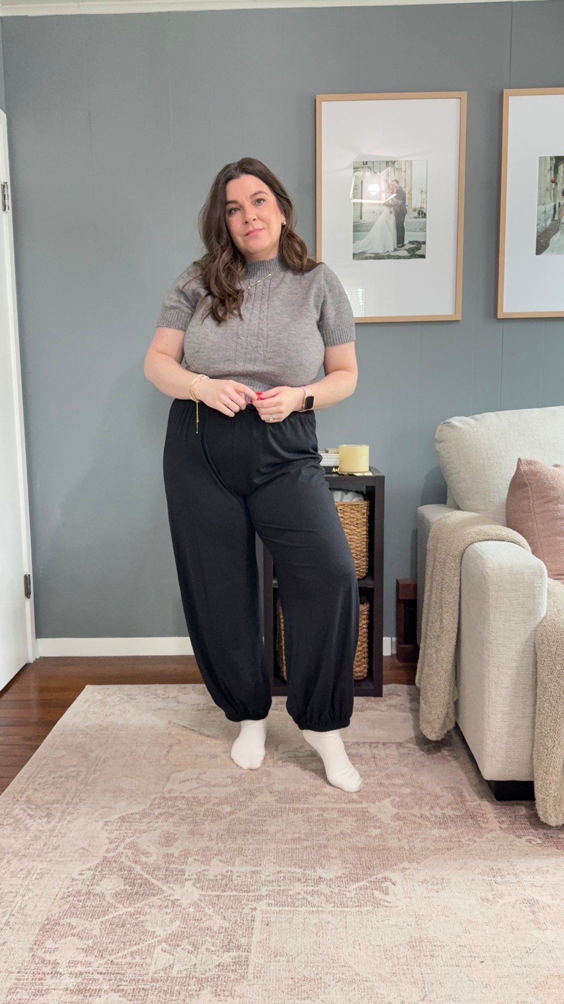 Realistic wfh fit for a Monday.

Sweater and pants are from Cider (in XL for both).
Ruffle socks come in a set of 6 from Amazon. 

Additional jewelry pieces are from Amazon ✨

#LTKStyleTip #LTKMidsize #LTKFindsUnder50