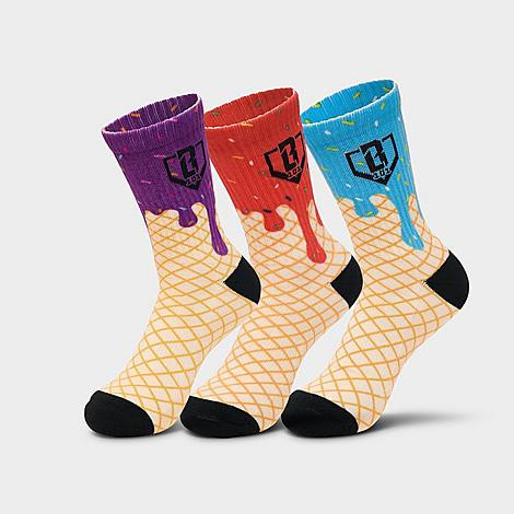 Baseball Lifestyle 101 Big Kids Ice Cream Performance Crew Socks (3-Pack) in Berry Size: Medium | Finish Line (US)