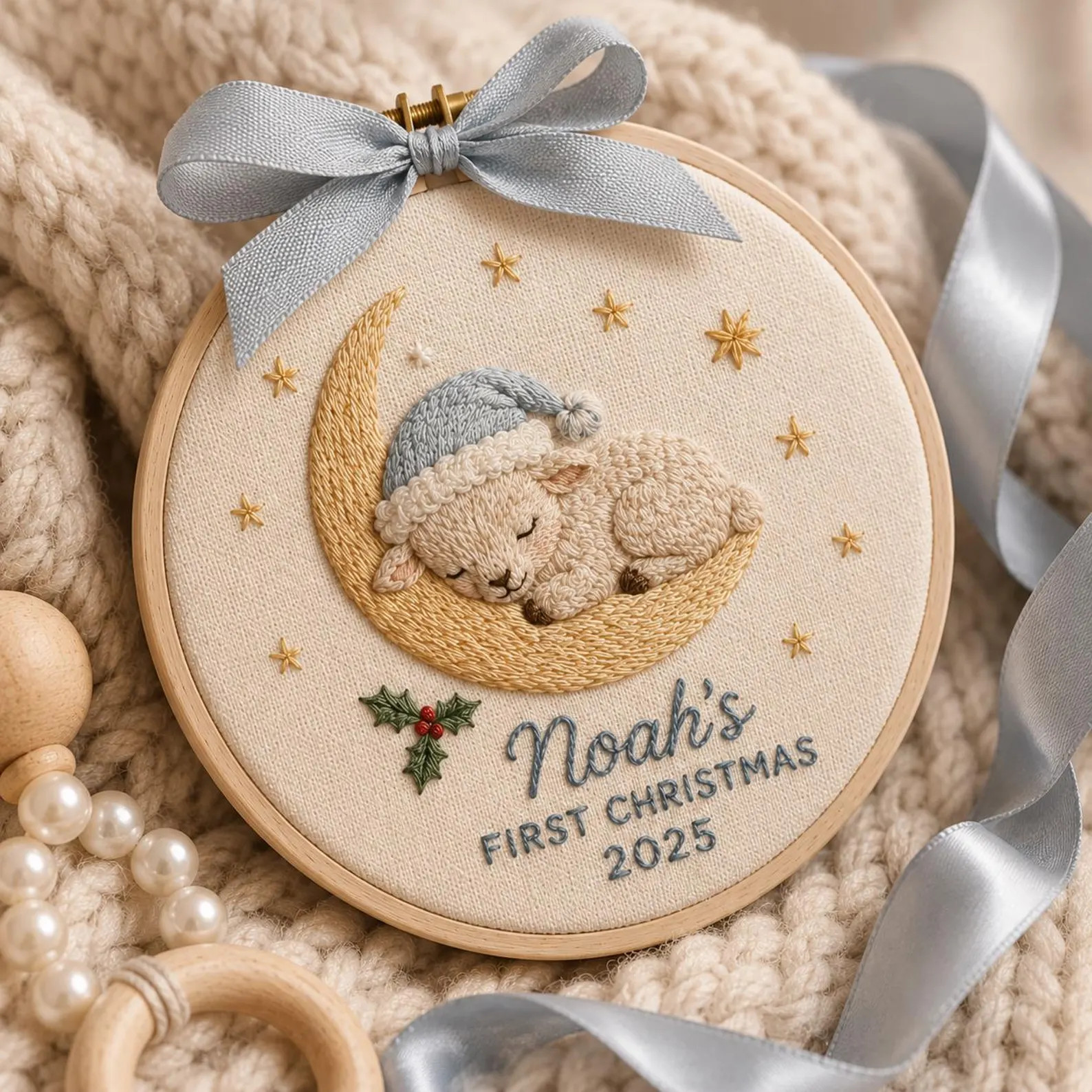 Custom Baby First Christmas Ornament, Personalized Embroidered Hoop Keepsake Gift for New Family ... | Etsy (Global)