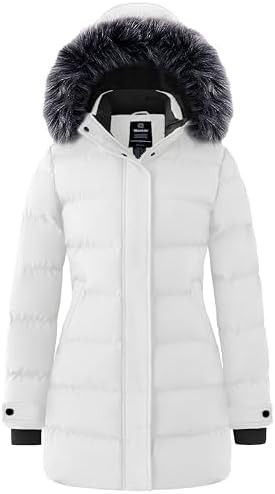wantdo Women's Long Quilted Winter Coat Thicken Puffer Jacket with Faux Fur Hood | Amazon (US)
