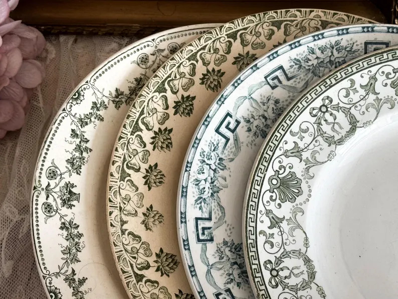 Set of 4 Mismatched Vintage French Ironstone Plates | Etsy (US)