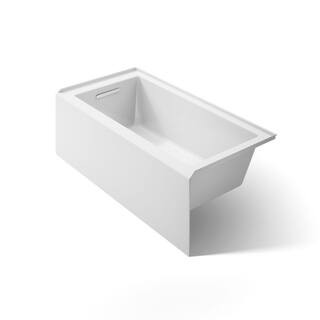 Underscore 60 in. Left Drain Rectangular Alcove Bathtub with Integral Apron and Integral Flange in White | The Home Depot