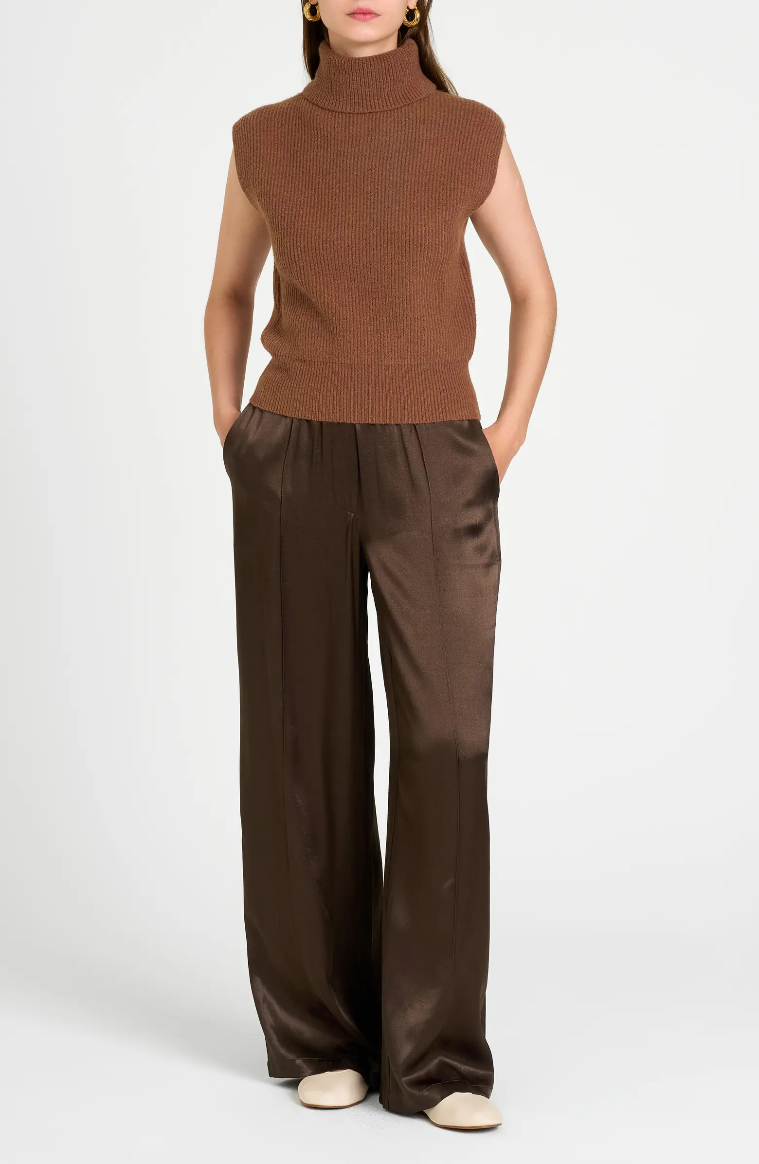 Kai Rib Cap Sleeve Turtleneck Sweater | Nordstrom