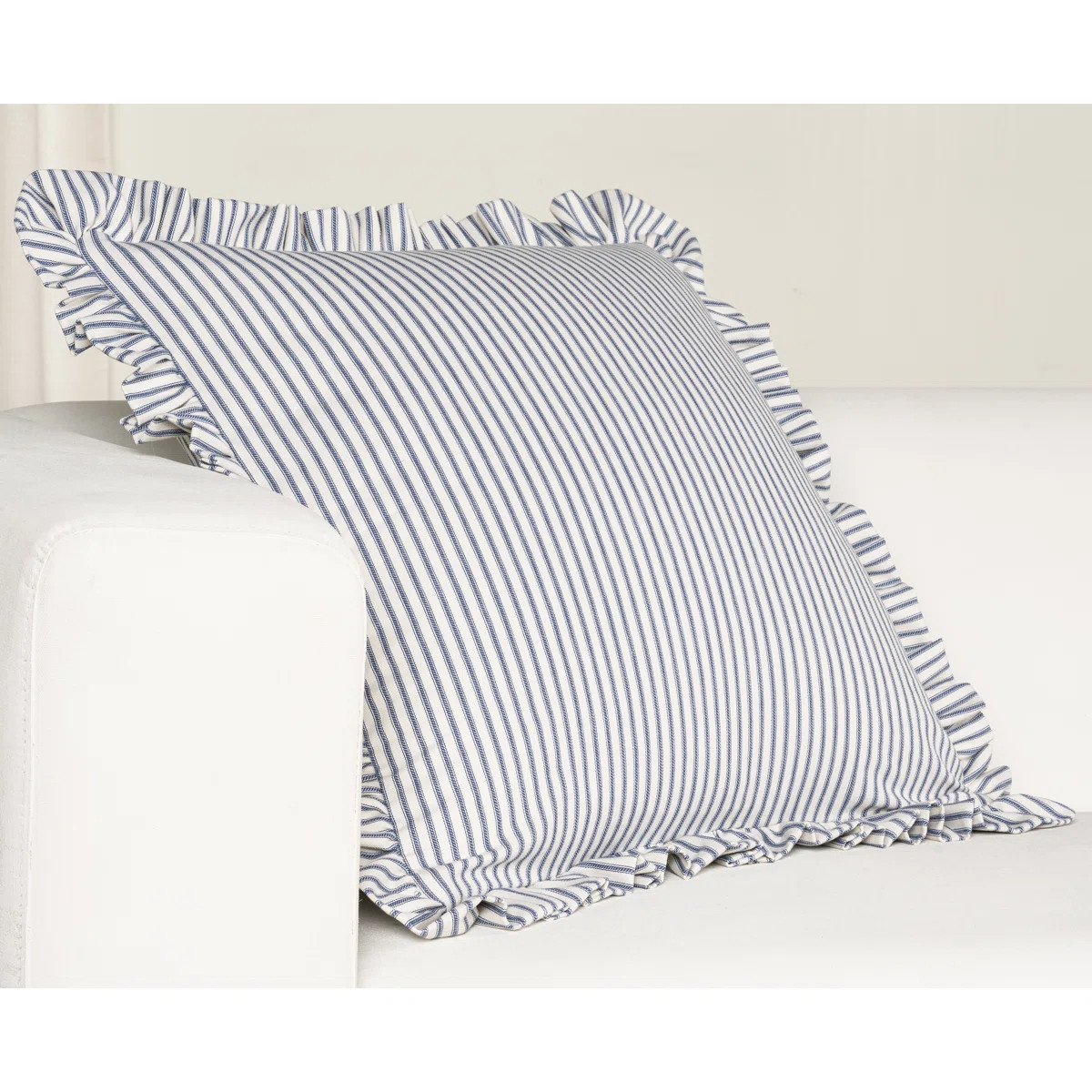 Birch Lane Ticking Stripe Ruffled Accent Pillow | Wayfair North America