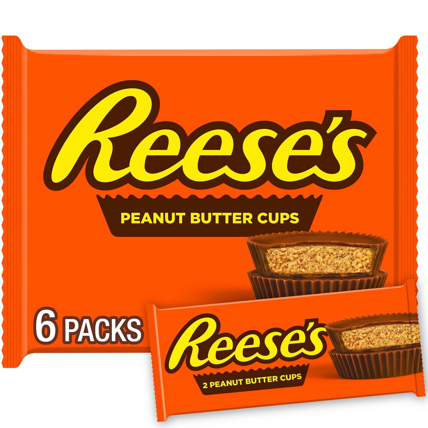 REESE'S Milk Chocolate Peanut Butter Cups Candy Packs, 1.5 oz (6 Count) | Walmart (US)