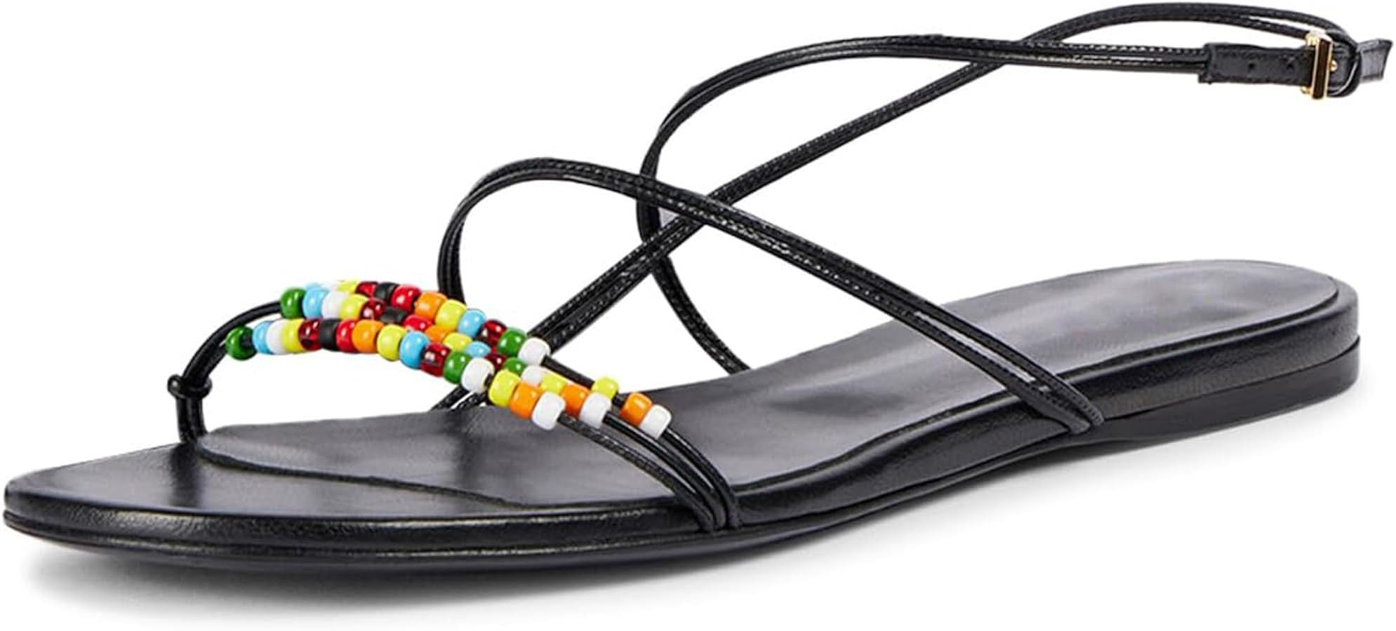 Beaded Strappy Flat Sandals for Women Bohemian Sandals Open Toe Slingback Flats Summer Vacation B... | Amazon (US)