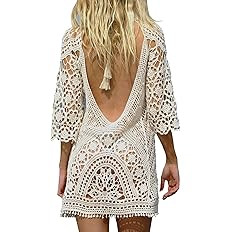 Jeasona Women’s Bathing Suit Cover Up Crochet Lace Bikini Swimsuit Dress | Amazon (US)