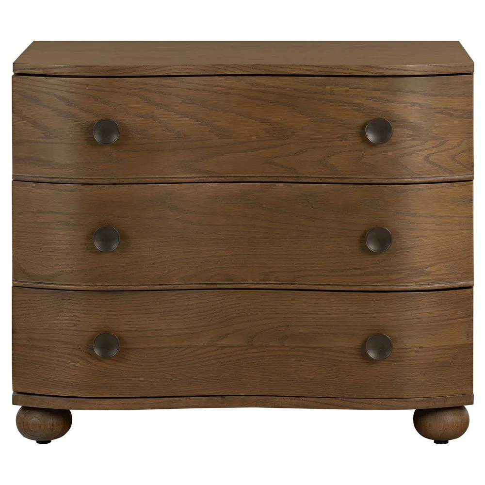 Camilla Updated Traditional Brown Oak Nightstand | Kathy Kuo Home