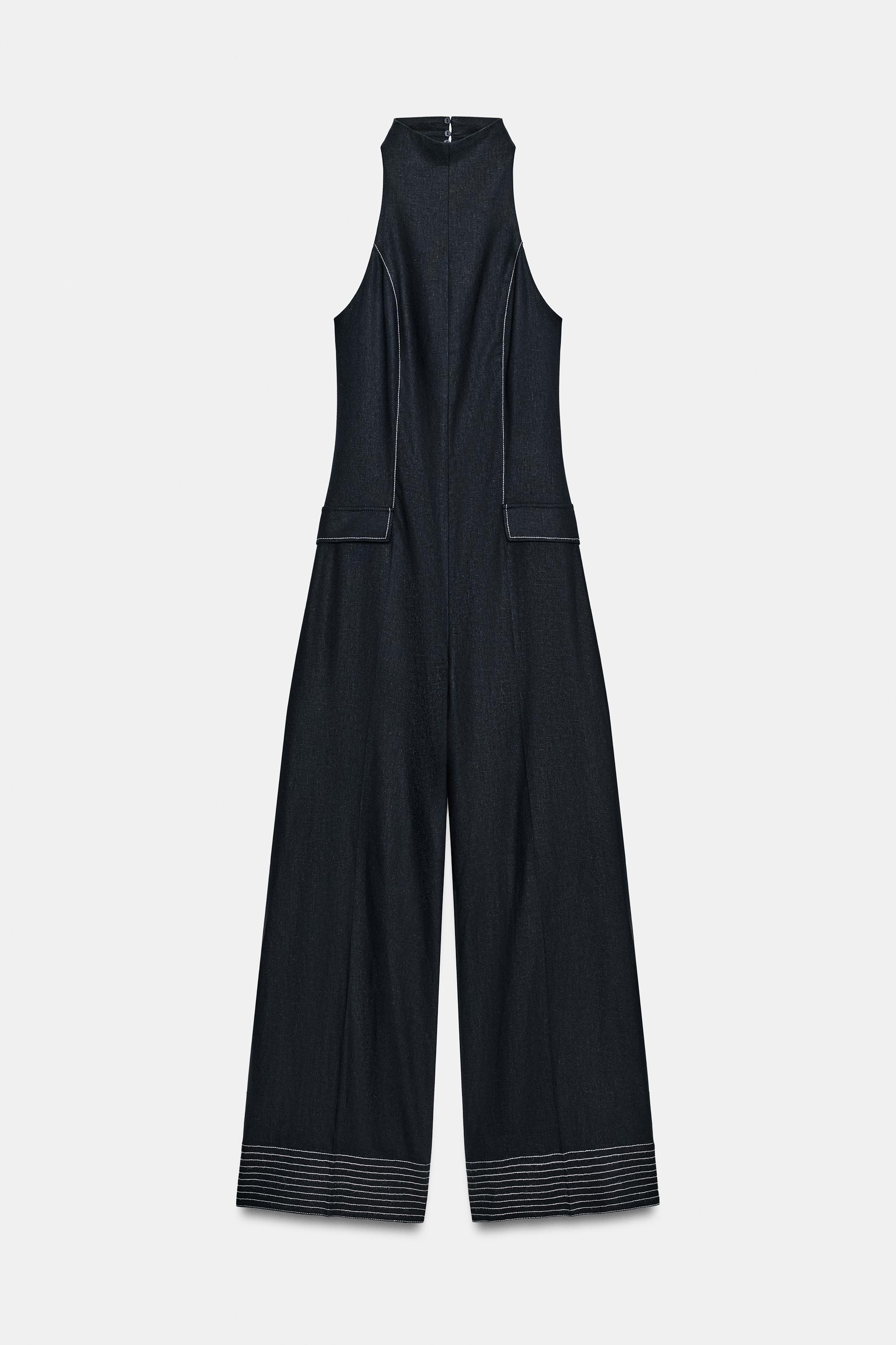 COMBINAISON HALTER SURPIQÛRES CONTRASTANTES AVEC LIN | Zara FR