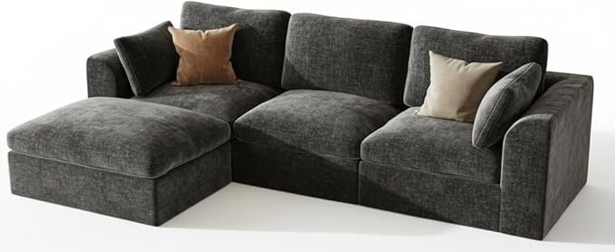 110" Cloud Sectional Couches for Living Room, Convertible L Shape Boneless Couch with Ottoman, Ov... | Amazon (US)