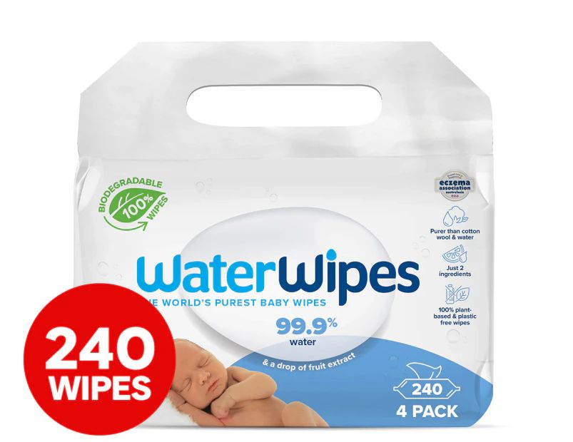WaterWipes Biodegradable Baby Wipes 240pk | Catch.com.au