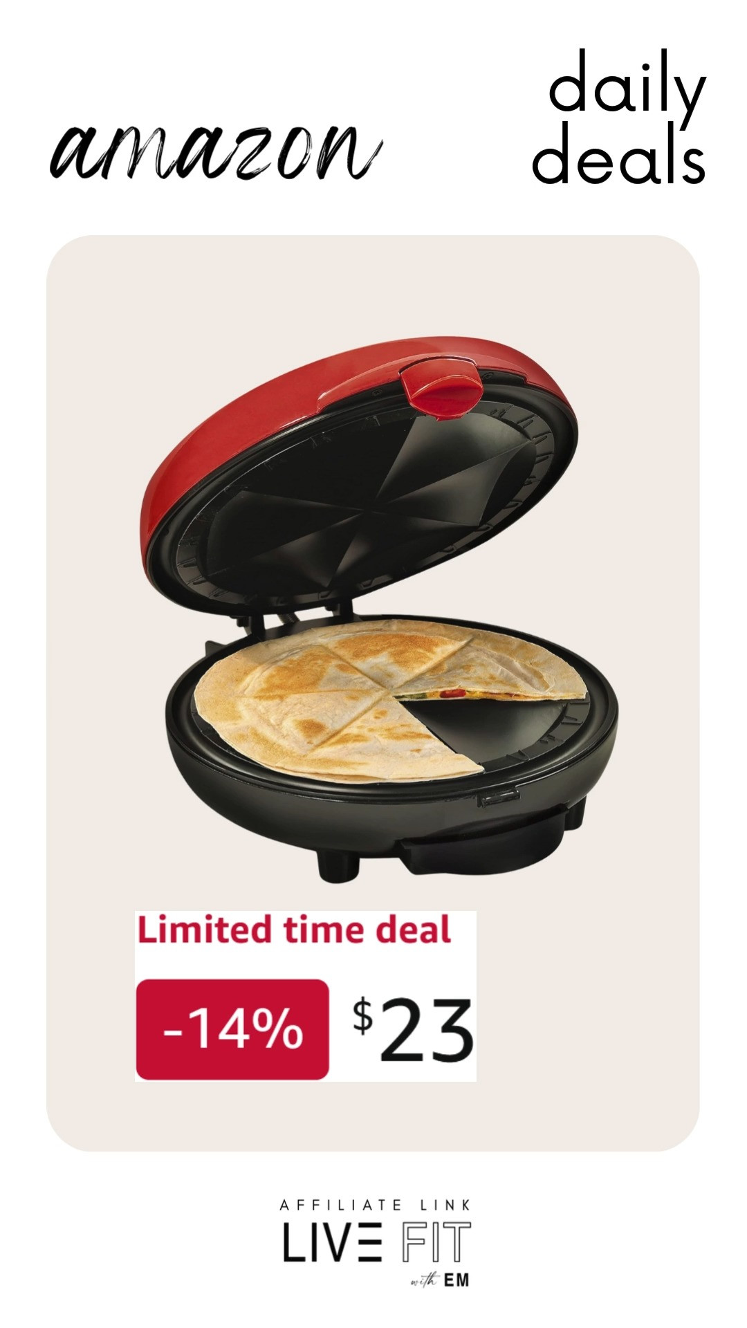 This electric quesadilla maker with extra stuffing latch brings cheerful flavor and effortless fun to everyday meals with tasty flair. #QuesadillaMaker #KitchenEssentials #CookingTools #FoodieLife #HomeCooking #KitchenGadgets #MealPrep #CookingMadeEasy #StylishKitchen #SnackTime 🌮⚡✨
 

 #LTKfoodie #LTKSeasonal #LTKHome