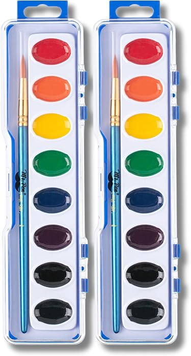 Mr. Pen- Washable Watercolors, 2 Pack, 8 Colors with Paint Brush, Watercolor Paint Set, Water Col... | Amazon (US)