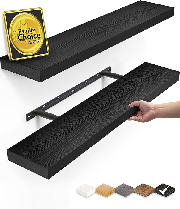 BAYKA Floating Shelves for Wall, 22.5 inches Black Wall Shelves for Bathroom, Bedroom, Living Roo... | Amazon (US)