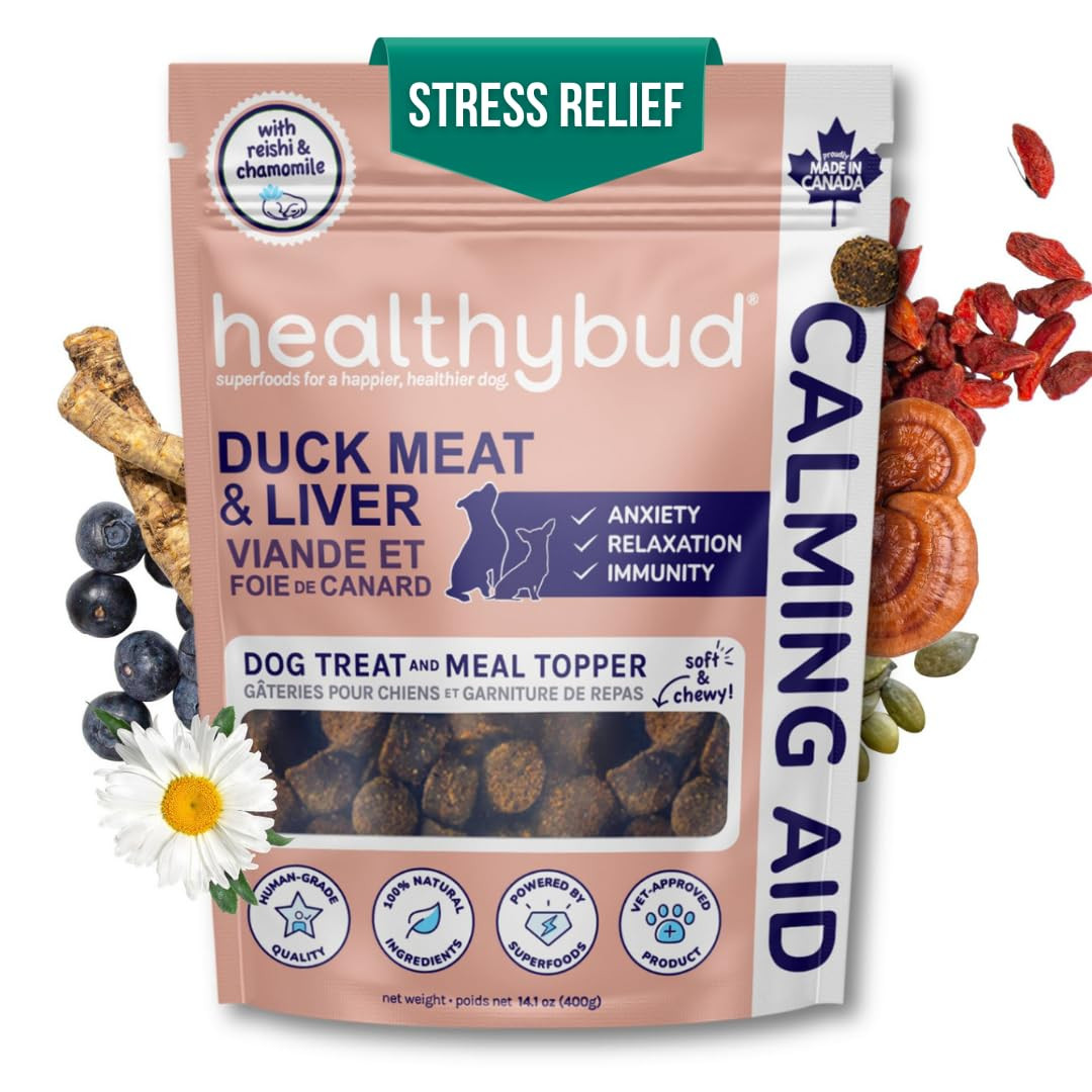 healthybud Calming Aid, Natural Duck Dog Treats & Toppers for Stress Relief - Dog Separation Anxi... | Amazon (US)