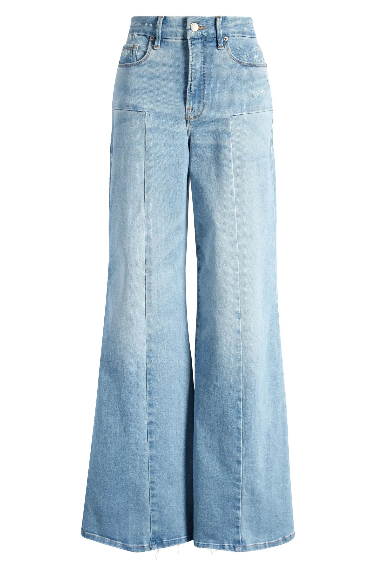 Good American Good Waist Distressed Palazzo Jeans | Nordstrom | Nordstrom