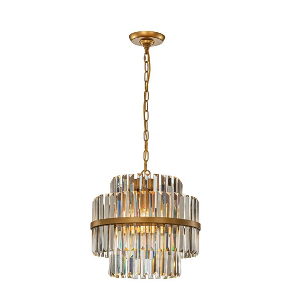 Sawan 4-Light Modern Luxury 2-Tier Round Dimmable Antique Gold Chandelier With Crystal Accents | Wayfair North America