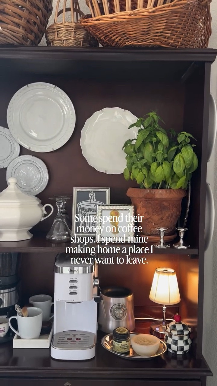There’s just something about a beautiful little coffee nook that makes the everyday feel a little more special. I love a space that feels classic, traditional, timeless, and collected—the kind of corner that makes you want to slow down, make another cup, and stay awhile.
If you’ve been dreaming of creating your own coffee nook, save this for your home inspiration. Think warm wood, classic details, pretty coffee accessories, and those little touches that make your home feel personal and inviting.

#coffeenook #coffeestation #traditionalhome #classicinteriors #timelesshome homeinspo kitcheninspo coffeecorner homedecor traditionaldecor

#LTKdayinmylife #LTKmomlife #LTKgrwm