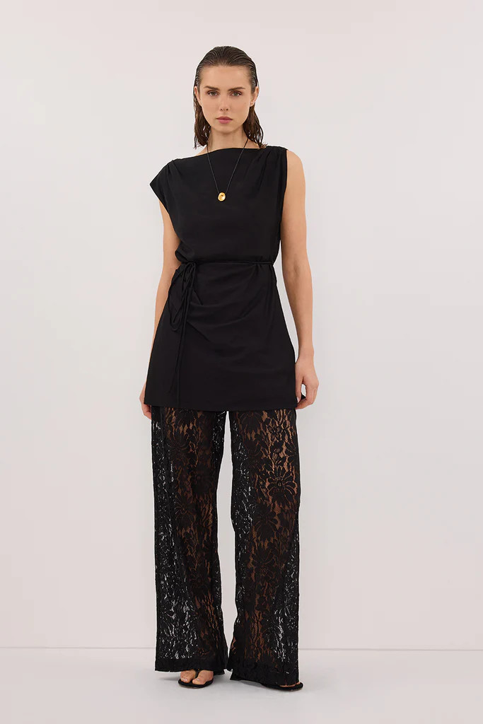 MARMO BLACK DRAPED MINI DRESS | DISSH