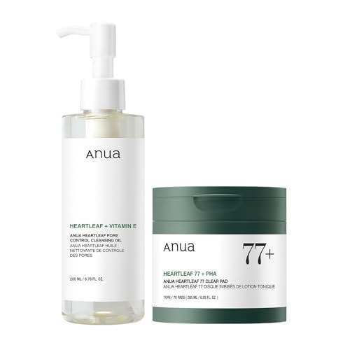 Auna Deep Pore Treatment Duo Heartleaf Pore Control Cleansing Oil, Heartleaf 77 Toner Pad, Exfoliating Facial Pads, After-Cleansing for Gentle Facial Care, Korean Skincare set | Amazon (US)