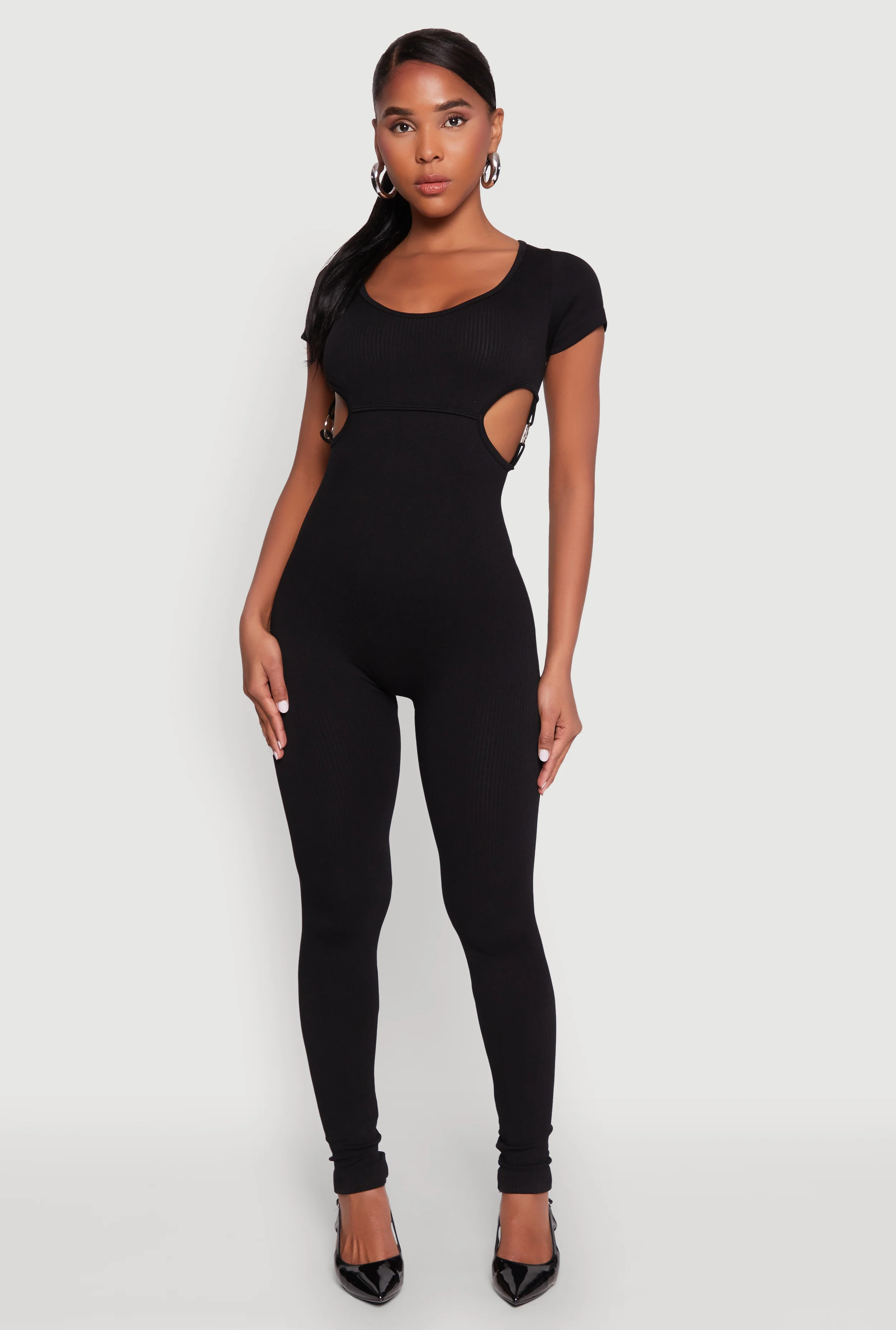 O Ring Side Cut Out Catsuit | Rainbow Shops