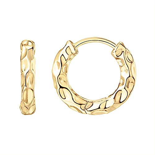 PAVOI 14K Gold Plated Chunky Huggies Earrings for Women - 925 Sterling Silver Posts Small Gold Hu... | Amazon (US)