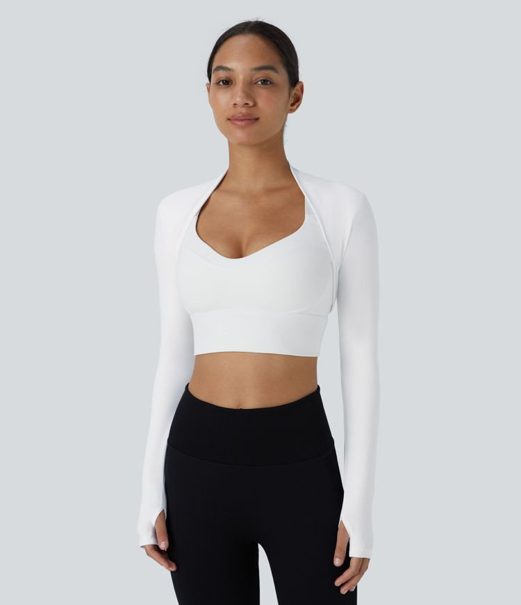 Women’s Softlyzero™ Airy Thumb Hole Cropped Cool Touch Golf Shrug Sports Top-UPF50+ - Halara | HALARA