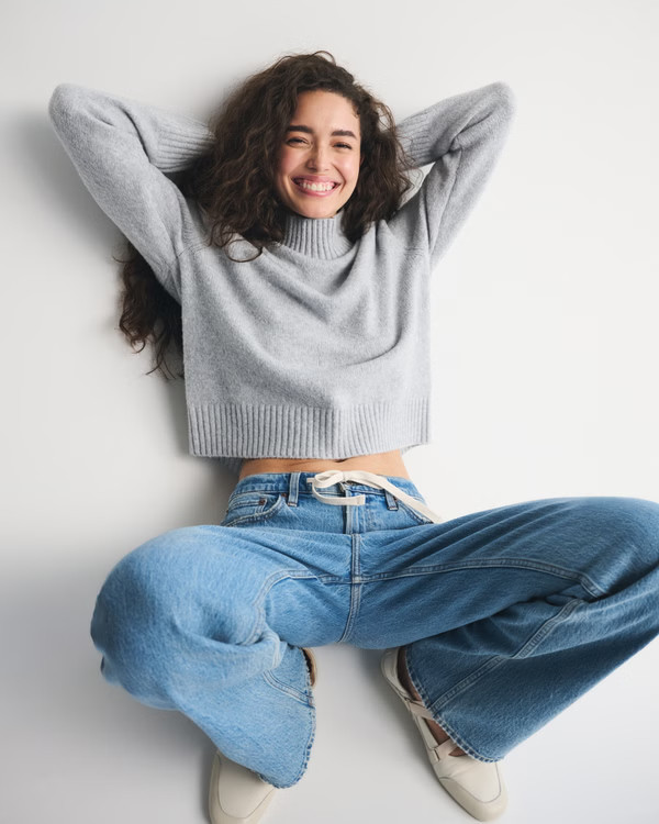 Women's Easy Mockneck Sweater | Women's Tops | Abercrombie.com | Abercrombie & Fitch (US)