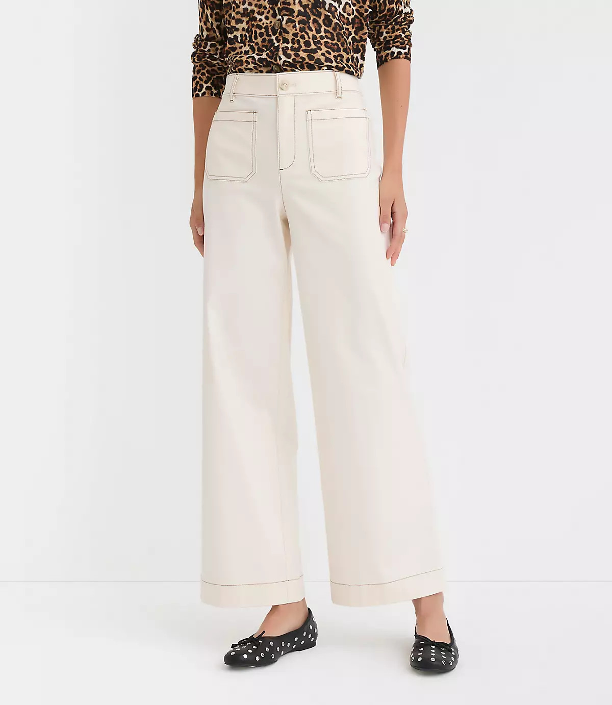 Palmer Wide Leg Pants in Pique | LOFT