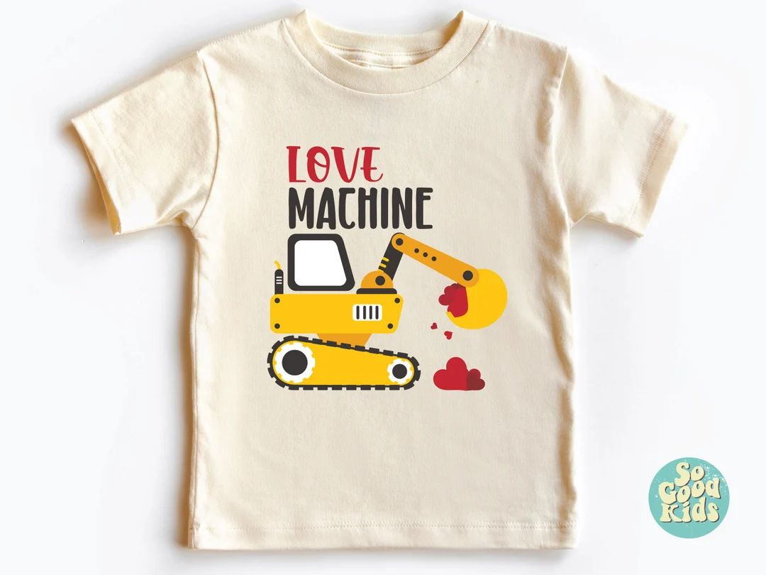 Love Machine Shirts, Toddler Shirts, Love Machine Bodysuits, Valentine Bulldozer Kids Shirts, Lov... | Etsy (US)