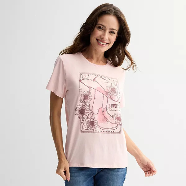 Juniors' "Howdy Y'all" Cowboy Boots Cactus Graphic Tee | Kohl's