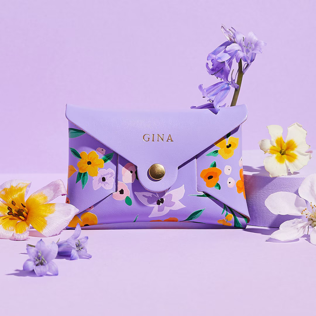 Personalised Floral Leather Coin Purse Women / Lilac or White Flower Print Purse / Mother's Day G... | Etsy (US)