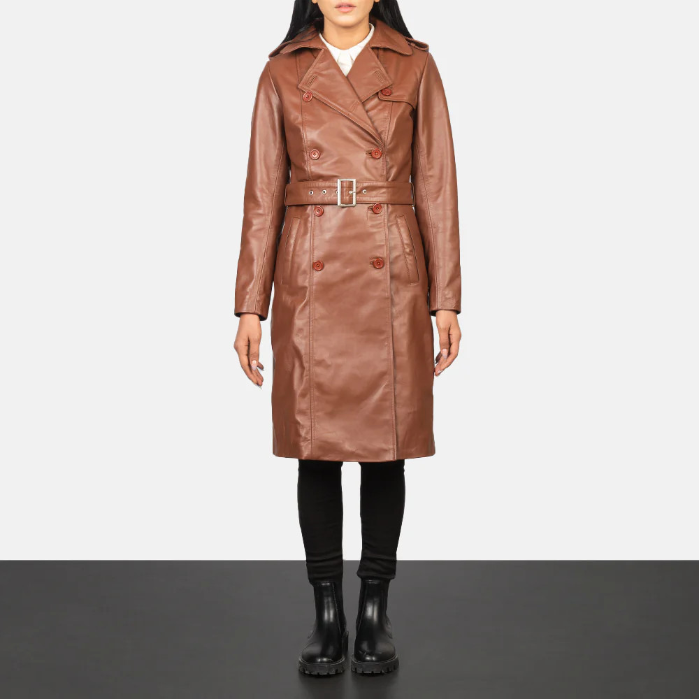 Women's Alice Brown Double Breasted Leather Coat | The Jacket Maker