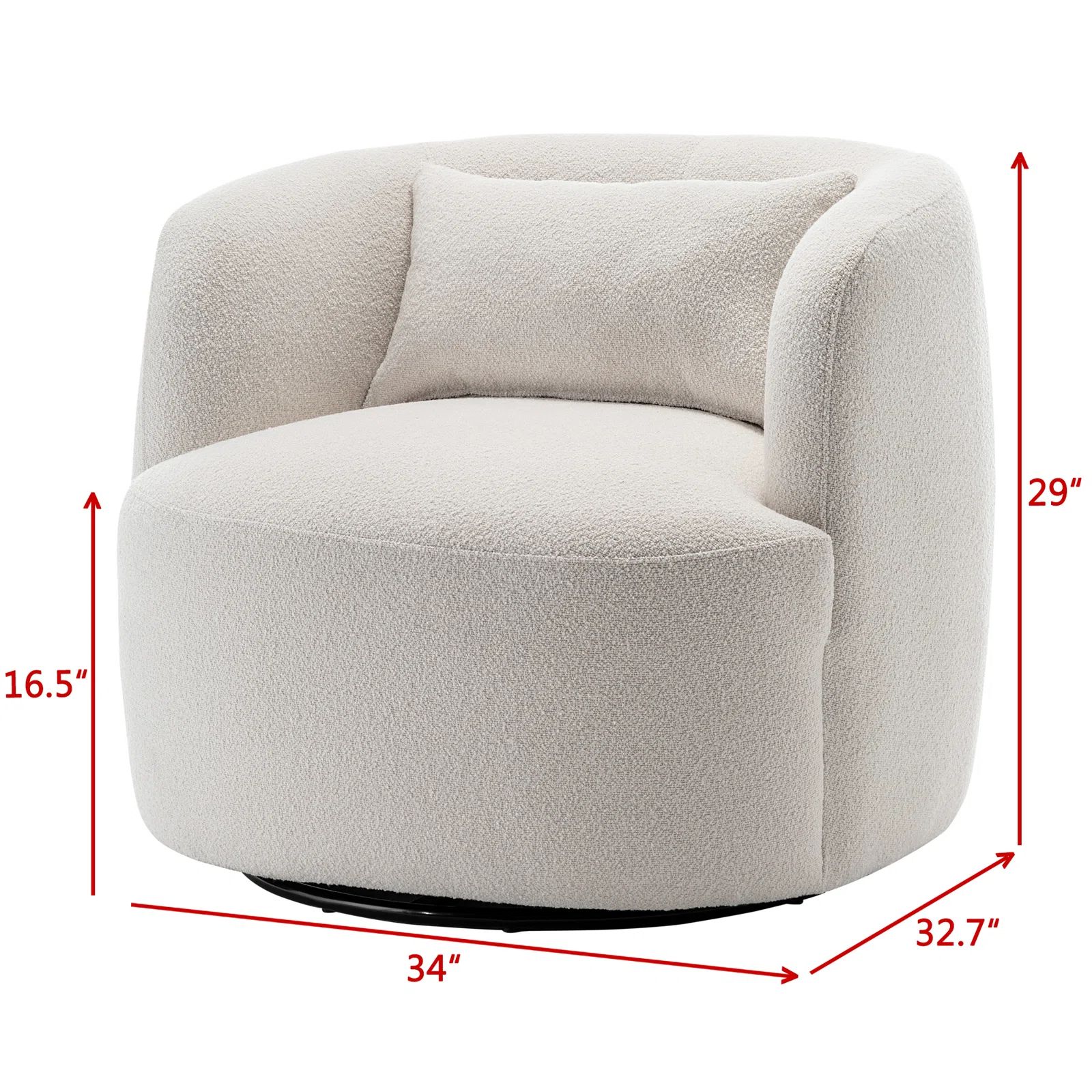 Arijit 34" Wide Boucle Upholstered Swivel Armchair | Wayfair North America