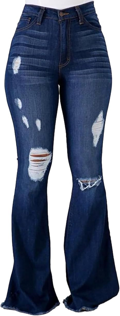PEIHOT Vintage Bell Bottoms Flare Jeans for Women 90s High Waist Ripped Distressed Wide Leg High ... | Amazon (US)