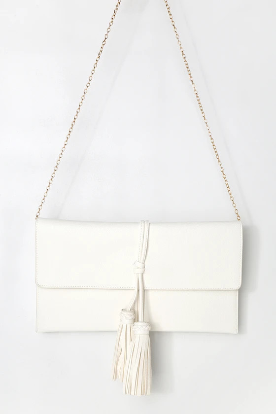 Indra White Tassel Clutch | Lulus (US)