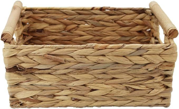 HDKJ Storage Basket Made by Water Hyacinth with Wood Handles, Arts and Crafts. (Middle) | Amazon (US)