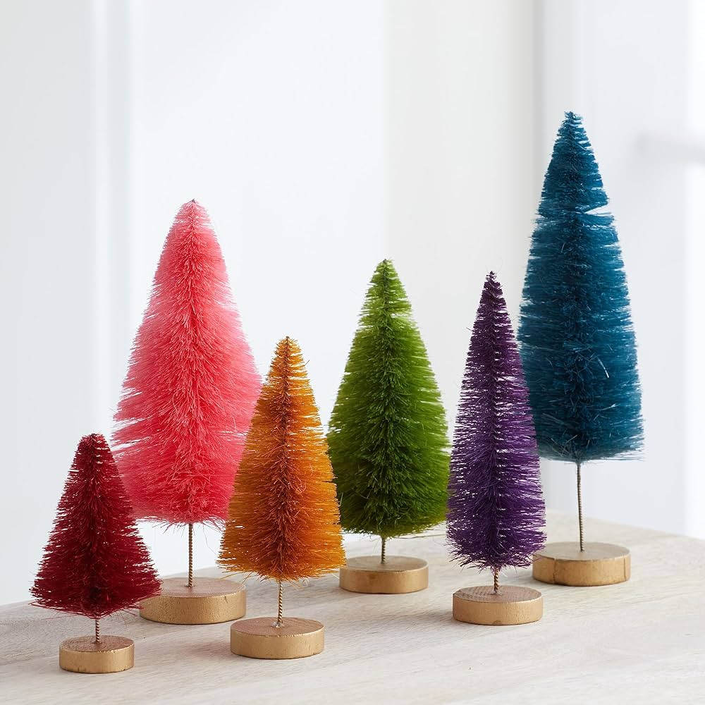 Bottle Brush Trees set of 6 hand-dyed, colorful rainbow, happy colors, unique winter decor, for o... | Amazon (US)