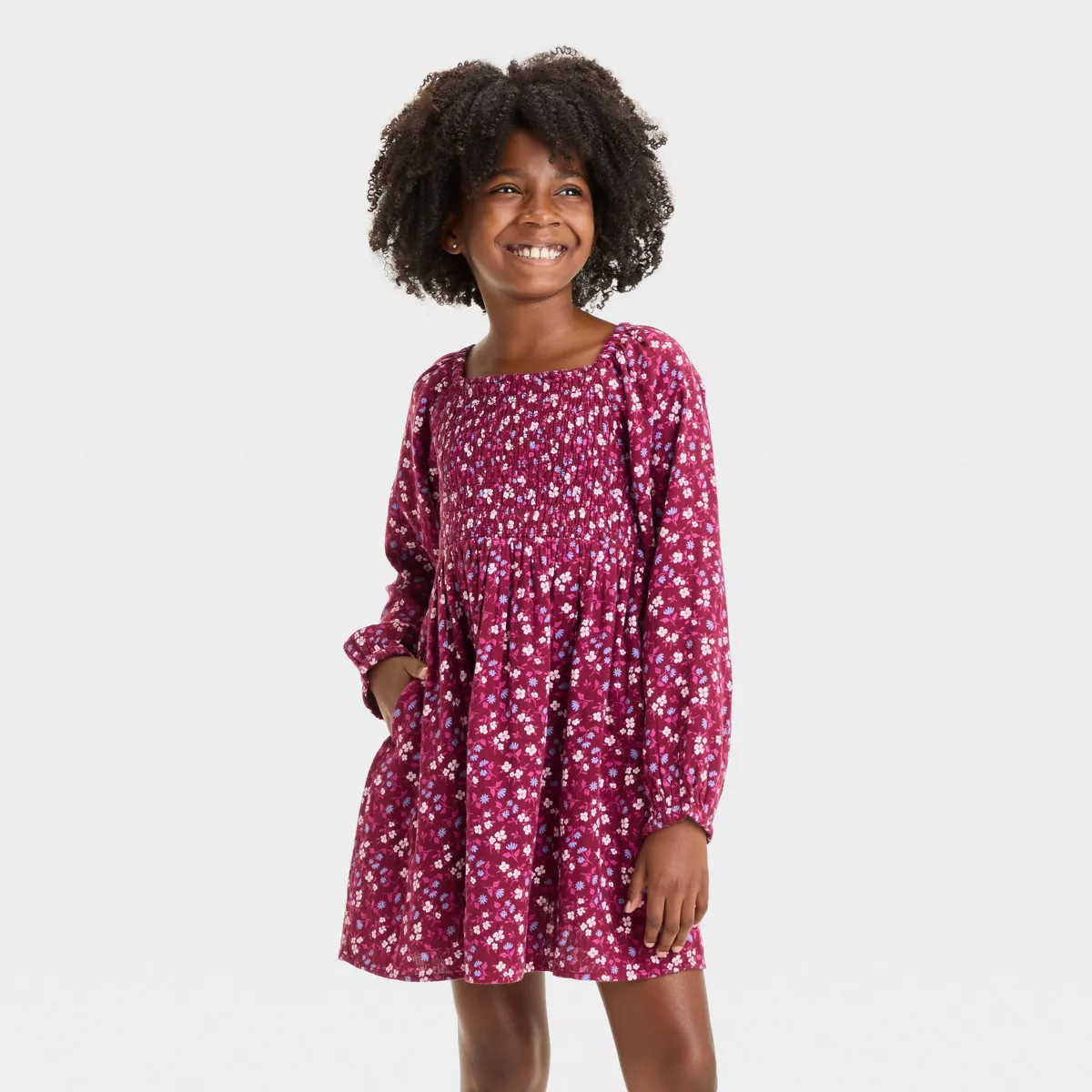 Girls' Long Sleeve Woven Dress - Cat & Jack™ | Target