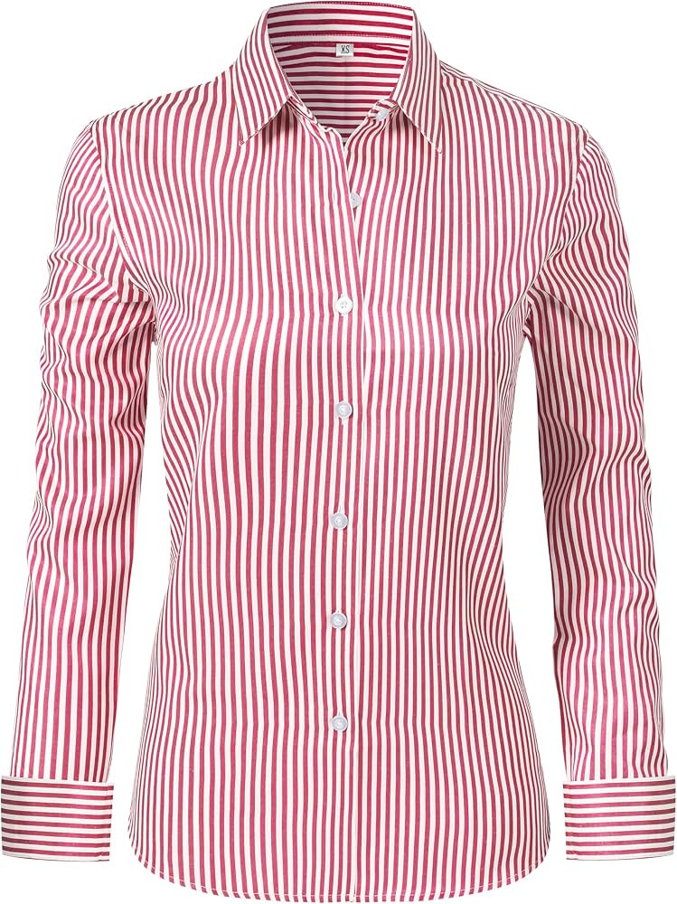 Ruisin Super Soft Wrinkle Free Button Down Shirts for Women Solid Long Sleeve Striped Formal Work... | Amazon (US)