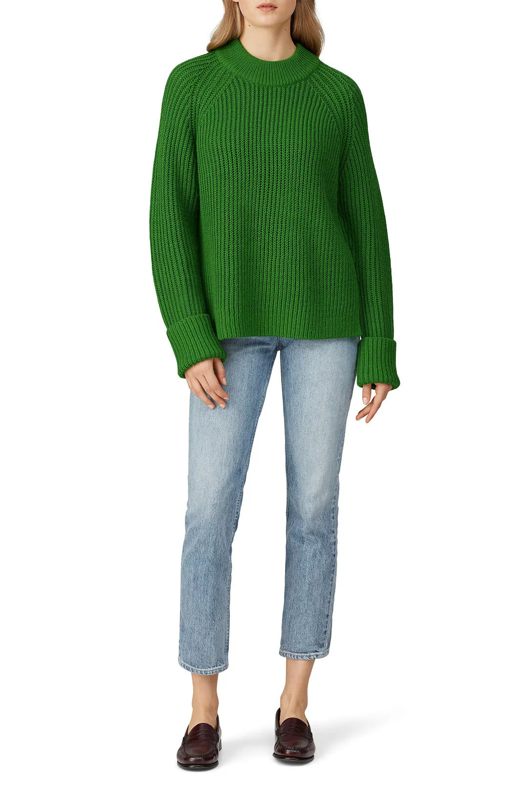 Green Oversized Crewneck Sweater | Rent the Runway