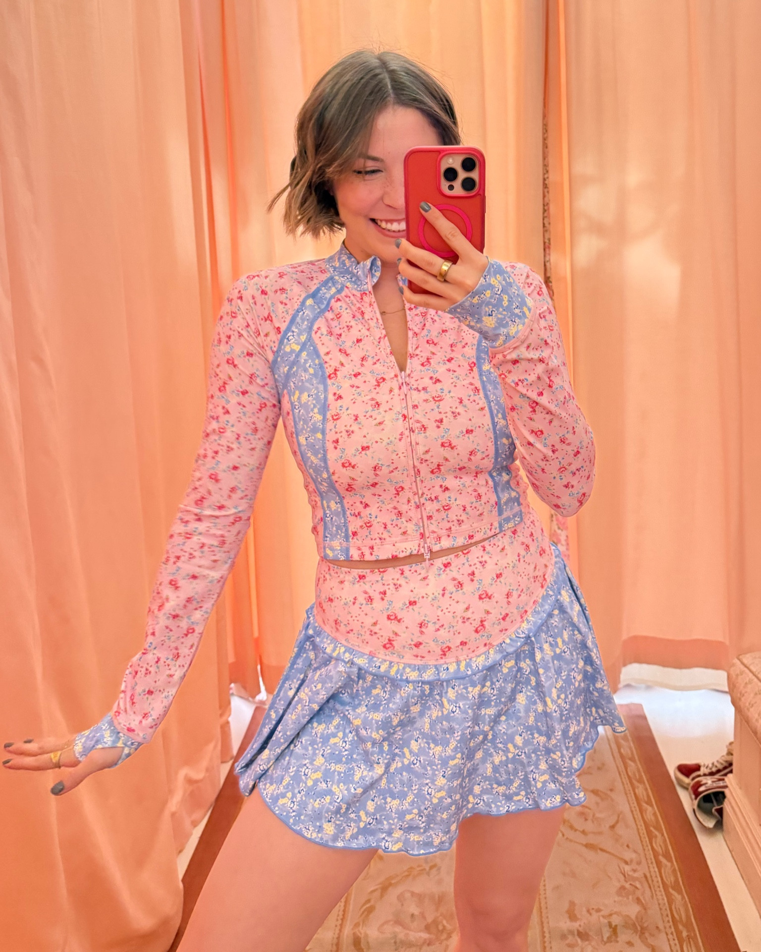 RUN 🏃‍♂️🩷🧚🏻✨ NEW love shack fancy activewear!!!! It WILL sell out - wearing smalls in all except sports bra is a M! xo 

#LTKFitness #LTKStyleTip #LTKSeasonal