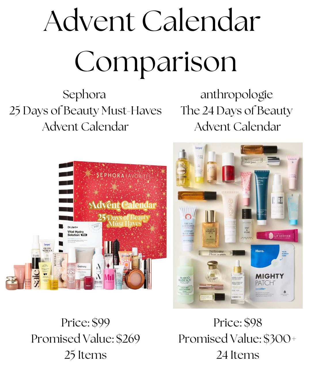 Beauty Advent Calendar Comparison (Sephora vs. Anthropologie)  

 #LTKSeasonal #LTKFindsUnder100 #LTKBeauty