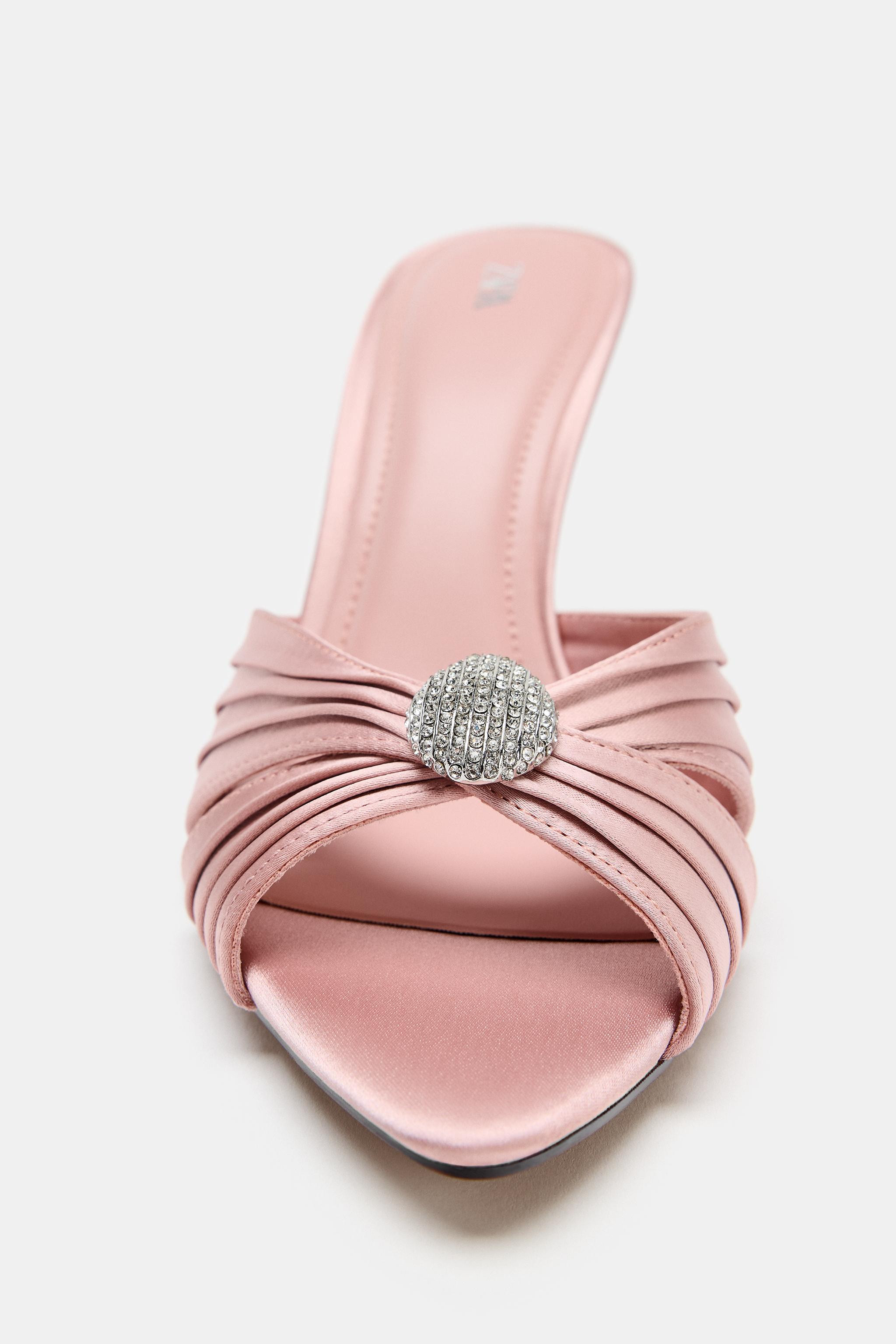 SATIN HEELED SANDALS WITH APPLIQUÉ | Zara US