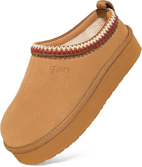 FITORY Women's Suede Slipper | Flat Short Mini Boots with Fur Fleece | Winter Casual Comfort Shoe... | Amazon (US)