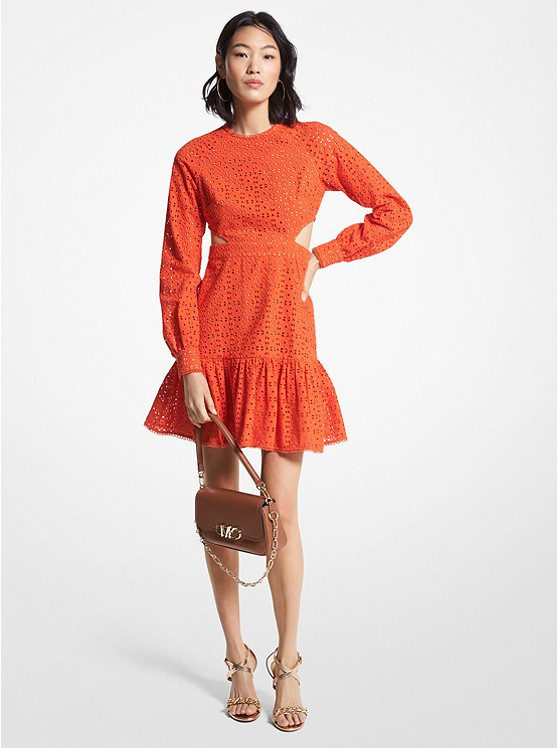 Cotton Eyelet Cutout Mini Dress | Michael Kors US