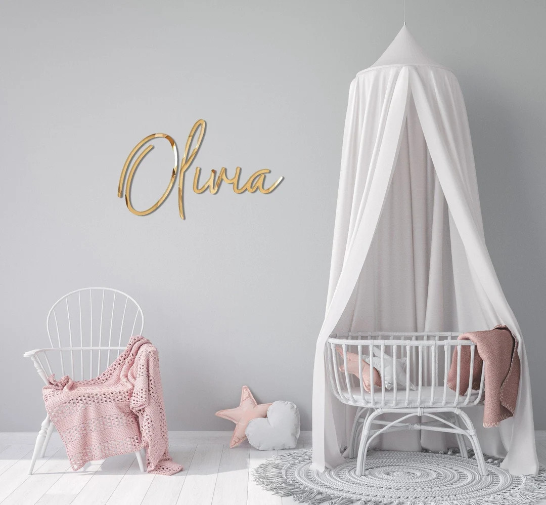 Gold Mirror Plexi Glass Gift - Girls and Boys Name Sign - Name Sign for Nursery - Kids Room Wall ... | Etsy (US)