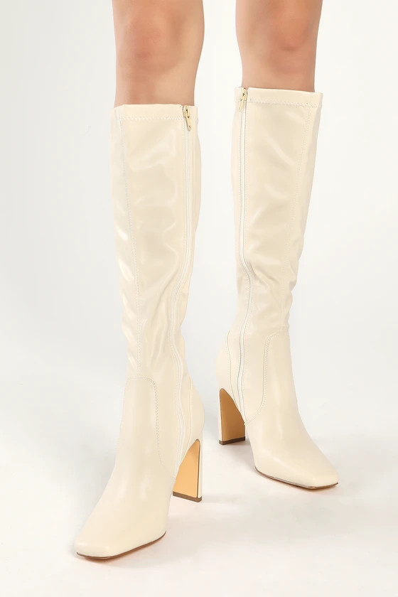 Yassyy Bone Square-Toe Knee High Boots | Lulus (US)