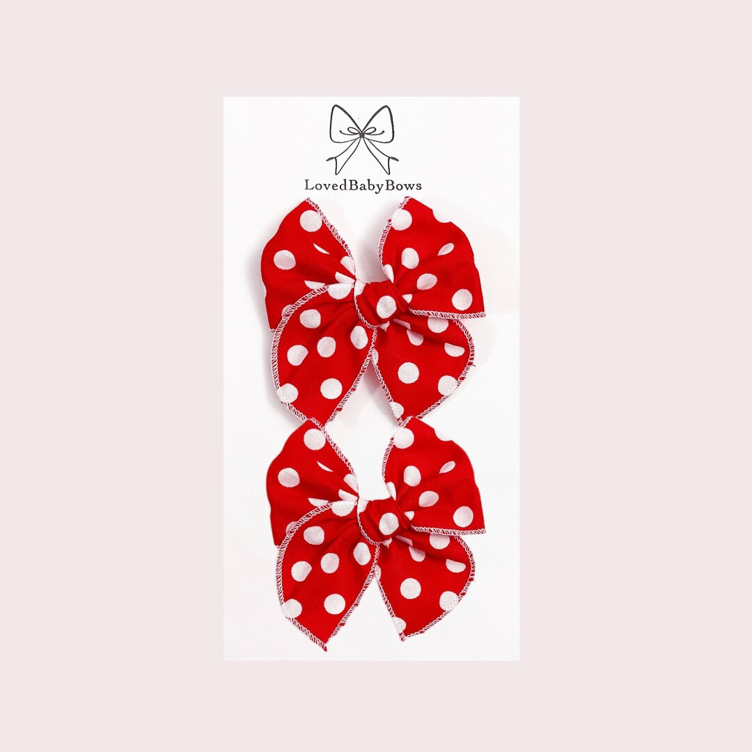 Minnie Mouse Hair Bow Pigtail Set Polka Dots Red Baby Bow - Etsy | Etsy (US)