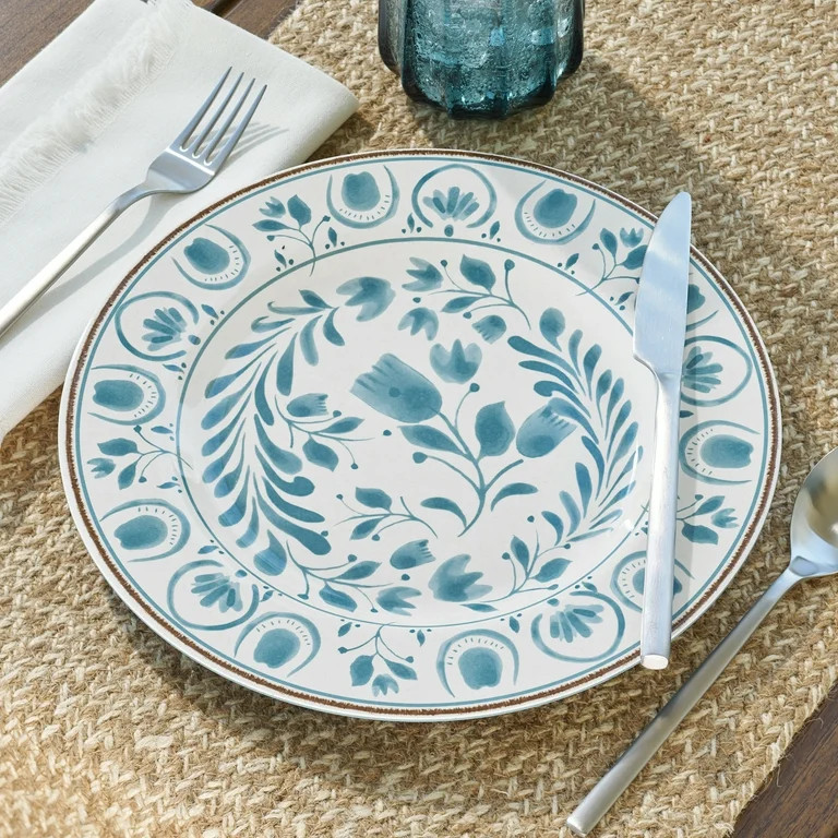 Better Homes & Gardens 11-inch Round Bamboo Melamine Dinner Plate, Blue - Walmart.com | Walmart (US)